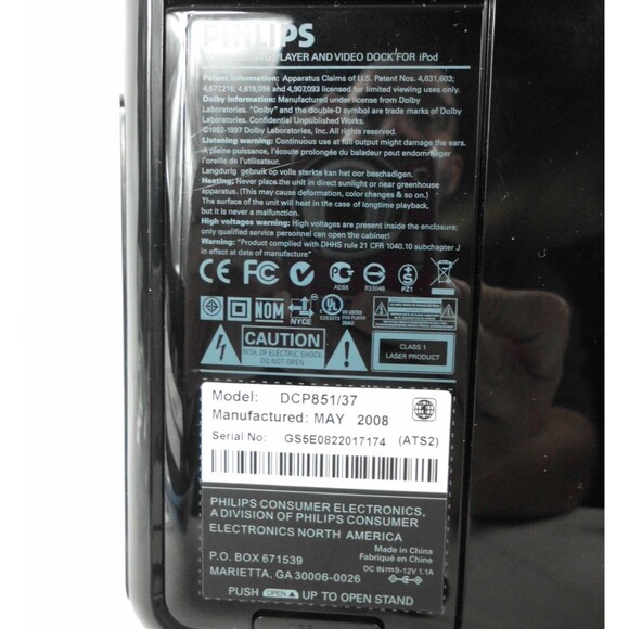 Philips DCP851/37 Portable DVD & iPod Dock Player 8.5 Inch w Remote Pouch Cord - Picture 6 of 6